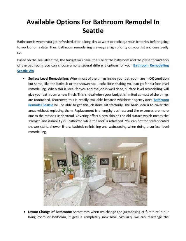 Available Options For Bathroom Remodel In Seattle Mesmerizing Bathroom Remodel Seattle Available Options For Bathroom Remodel In Seattle Mesmerizing Bathroom Remodel Seattle