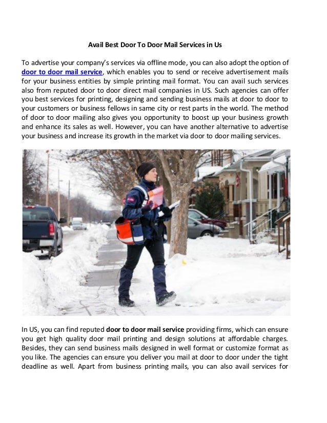 Avail Best Door To Door Mail Services In Us