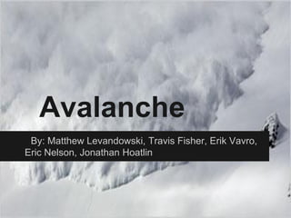 Avalanche
 By: Matthew Levandowski, Travis Fisher, Erik Vavro,
Eric Nelson, Jonathan Hoatlin
 