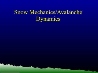 Snow Mechanics/Avalanche Dynamics 