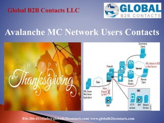 Avalanche MC Network Users Contacts
Global B2B Contacts LLC
816-286-4114|info@globalb2bcontacts.com| www.globalb2bcontacts.com
 