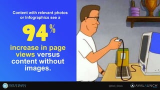 @Matt_Siltala
Content with relevant photos
or Infographics see a
increase in page
views versus
content without
images.
 