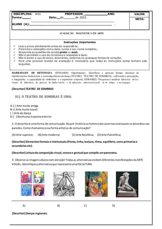 Aluno 1 Série 3 Bimestre, PDF, Pinturas