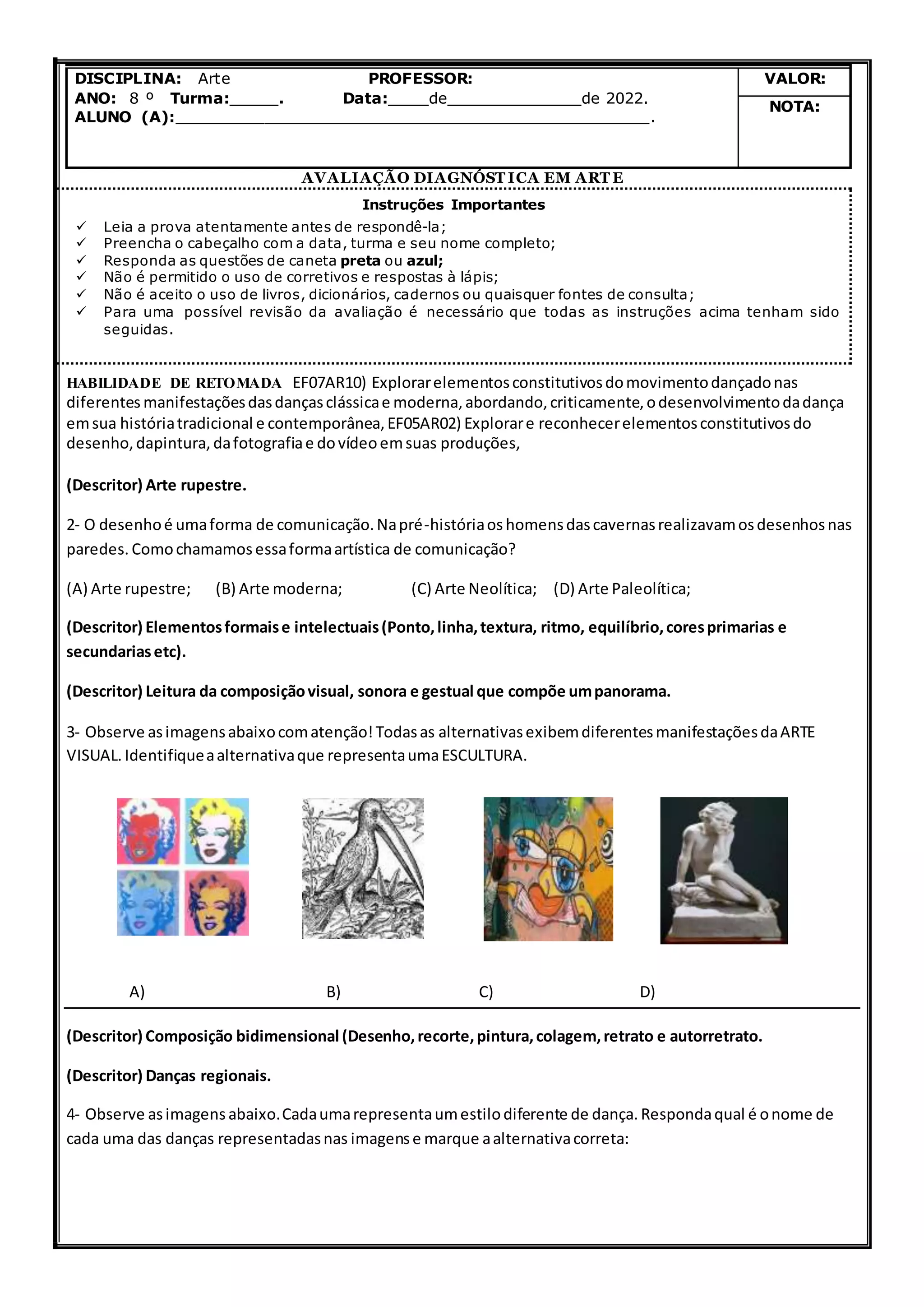 Avaliacao 8-ano-arte | DOCX