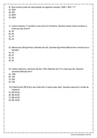 Matemática 4º ano caderno de atividades - Loja da Coruja Pedagógica