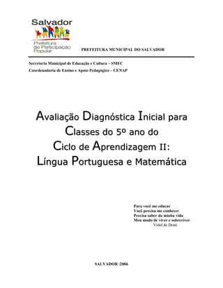 Avaliação Diagnóstica de Matemática 4 Ano, PDF, Lazer