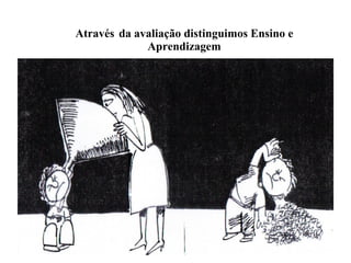              Através   da avaliação distinguimos Ensino e Aprendizagem 