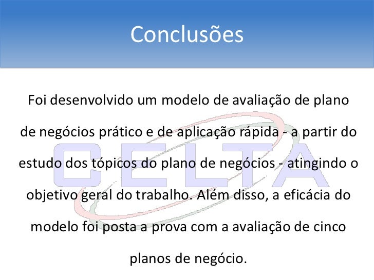 Avaliacao do plano de negocio