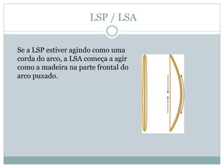 LSP / LSA
Se a LSP estiver agindo como uma
corda do arco, a LSA começa a agir
como a madeira na parte frontal do
arco puxado.
 
