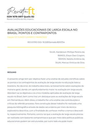 AVALIAÇÕES EDUCACIONAIS DE LARGA ESCALA NO BRASIL_ PONTOS E CONTRAPONTOS –  ISSN 1678-0817 Qualis B2.pdf