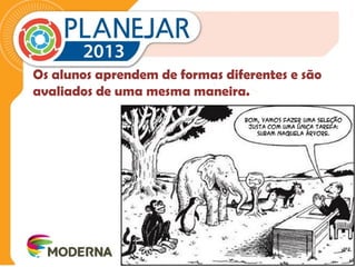 Os alunos aprendem de formas diferentes e são 
avaliados de uma mesma maneira. 
 