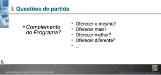 I. Questões de partida Oferecer o mesmo? Oferecer mais? Oferecer melhor?  Oferecer diferente? … Complemento do Programa? 
