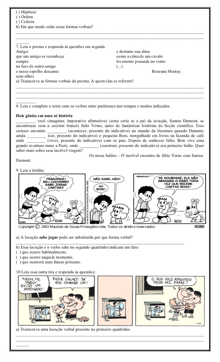 Transcreva Do Poema Todas As Formas Verbais Presentes