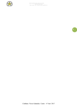 ESCOLA MUNICIPAL DALILA LOPES DA SILVEIRA
SERRA DO SALITRE- MG
FONE: 34 3833 - 1311 - PRAÇA DR JOSÉ VANDERLEY 62.
Cristhiane Neves Guimarães Castro – 4º Ano/ 2017
5
 