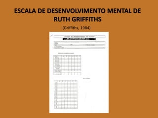 ESCALA DE DESENVOLVIMENTO MENTAL DE RUTH GRIFFITHS 
(Griffiths, 1984)  