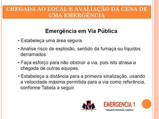 CHEGADA AO LOCAL E AVALIAÇÃO DA CENA DE
UMA EMERGÊNCIA
 