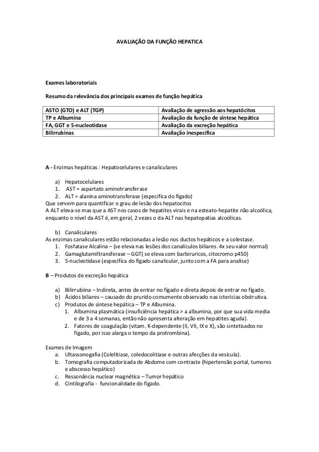 Exames funcao hepatica