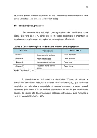 39
As plantas podem absorver o produto do solo, movendo-o e concentrando-o para
partes utilizadas como alimento (ANDRIOLI,...