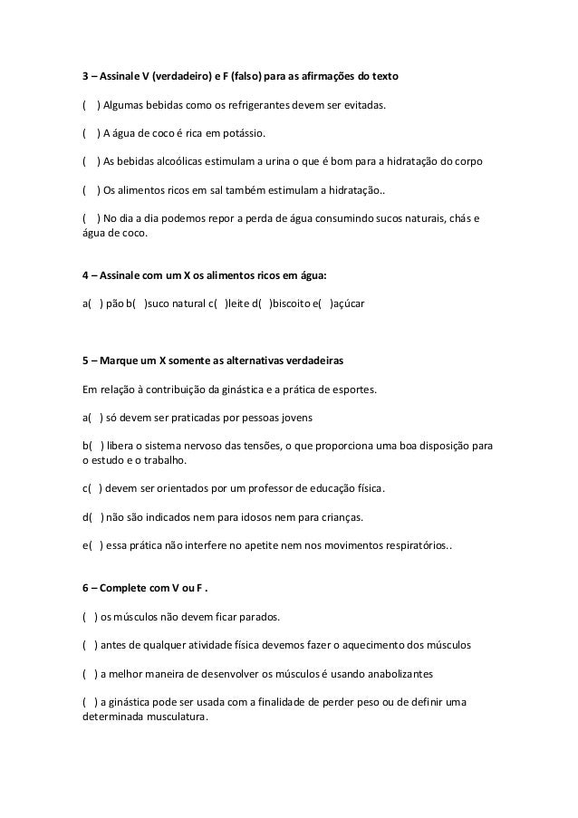 Avaliação de educação física 6º ano docx