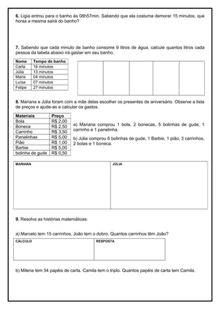 Avaliação de matemática   2º trimestre