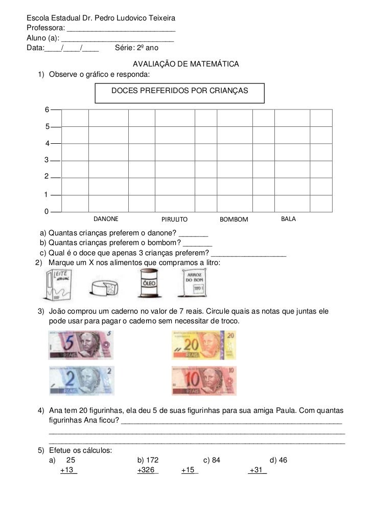 Avaliação de matemática 4ºbimestre
