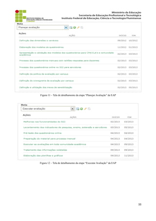 Figura 11 – Tela de detalhamento da etapa “Planejar Avaliação” da EAP
Figura 12 – Tela de detalhamento da etapa “Executar Avaliação” da EAP
33
 