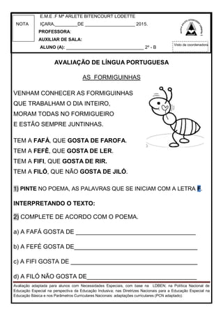 Avaliação adaptada para alunos com Necessidades Especiais | PDF