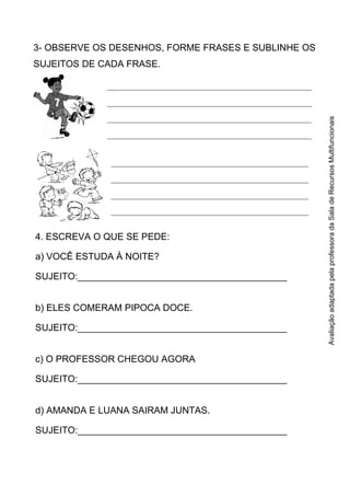 Avaliação tipos de sujeito | DOC