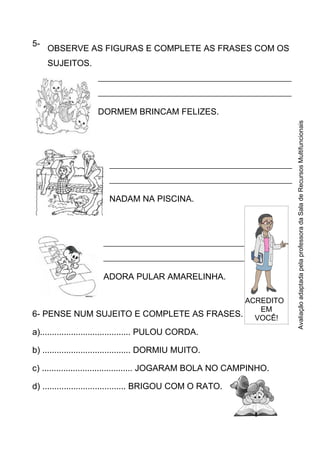 Exercicios Tipos de Sujeitos, PDF, Assunto (gramática)