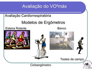 Modelos de Ergômetros Esteira Rolante Cicloergômetro Testes de campo Banco Avaliação Cardiorrespiratória 