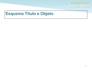 Agrupamento de Escolas
Aqua Alba
Esquema Título e Objeto
17
 