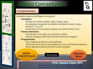 Descubrir nuevas relaciones entre conceptos.</li></ul>Prof. Jessica López 2011<br />Departamento de Informática y Tecnolog...