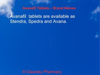Avana (Generic Avanafil Tablets)