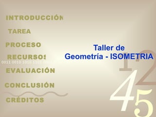 Taller de Geometría - ISOMETRIA INTRODUCCIÓN TAREA PROCESO RECURSOS EVALUACIÓN CONCLUSIÓN CRÉDITOS 