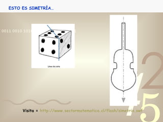 ESTO ES SIMETRÍA… Visita =  http://www.sectormatematica.cl/flash/simetria.swf 