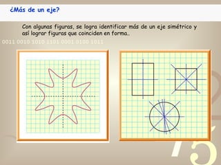 Con algunas figuras, se logra identificar más de un eje simétrico y así lograr figuras que coinciden en forma.. ¿Más de un eje? 