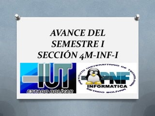 AVANCE DEL SEMESTRE I SECCIÓN 4M-INF-I  
