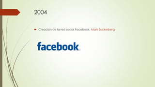 2004
 Creación de la red social Facebook. Mark Zuckerberg
 