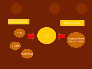 TFS
Desde lo Teórico Desde lo clínico
TGS
T. Com
Cibernética
Observación de
efectos familia
 