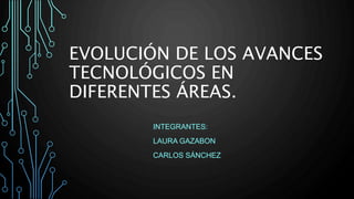 EVOLUCIÓN DE LOS AVANCES
TECNOLÓGICOS EN
DIFERENTES ÁREAS.
INTEGRANTES:
LAURA GAZABON
CARLOS SÁNCHEZ
 