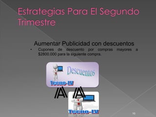 Aumentar Publicidad con descuentos
•    Cupones de descuento por compras      mayores        a
     $2800.000 para la siguiente compra.




                                                     10
 