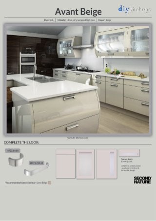 Avant Beige High Gloss Kitchen Design Idea - DIY Kitchens