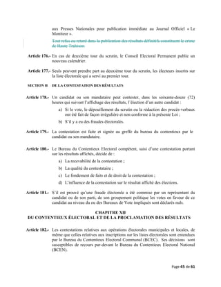 Copie de l'Avant Projet de Loi Electorale Déposée par l'Exécutif Haïtien au Parlement