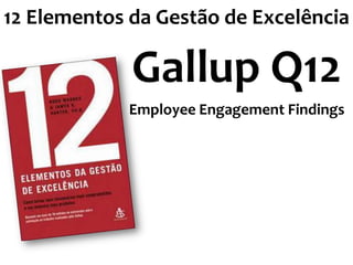 12 Elementos da Gestão de Excelência

Gallup Q12
Employee Engagement Findings

 
