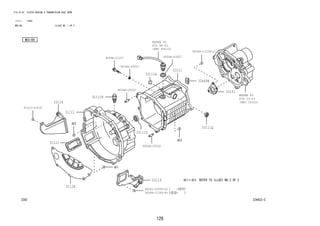 126 
FIG.33-02 CLUTCH HOUSING & TRANSMISSION CASE (MTM) 
(1111- )F650 
M5S-B9 ILLUST NO. 1 OF 2 
REFER TO 
FIG 
(PNC 84210) 
REFER TO 
FIG 
(PNC 33103) 
334422-C 
84-01 
33-03 
9004A-11228(3) 
90041-20095(4) 
9004A-11283(4) 
31111 
31111B 
33111 
33111A 
33111Q 
9004A-43003 
33111Y 
33151 
33449B 
9004A-11227 
9004A-25032 
9004A-25032 
9004A-43007 
31121 
31128 
33118 
33119 
91612-61030 
 