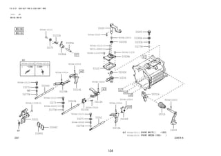 134 
FIG.33-07 GEAR SHIFT FORK & LEVER SHAFT (MTM) 
(1111- )5F 
M5S-B9, M5S-C9 
334478-A 
9004A-10123 
9004A-50034 9004A-50130 
9004A-25024 
9004A-50113 
9004A-50131 
9004A-10122(2) 
94531-00800(2) 
33213G 
33232F 
33519 
33212A 33203 
33233A 
33266C 
33251A 
33234A 
33242K 
33256 
33275B 
33221 
9004A-10123 
33275 
9004A-50028 
33266C 
33295A 
33244D 
33243A 
33242 
33231A 
33275 
33285 
33205 
33280A 
33205A 33283A 
33275B 
33284B 
33214G 
33528B 
9004A-25025 
9004A-20015 
9004A-11230 9004A-11230 
9004A-25025 
9004A-25024 
9004A-25024 
9004A-10123 9004A-25024 
9004A-11228(3) 
9004A-25024 
9004A-25024 
33122 
33275 
9004A-10123 
33275 
9004A-50028 
33275B 
33275B 
 