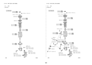 187 
FIG.48-03 FRONT SPRING & SHOCK ABSORBER 
―　―　―　―　―　―　―　―　―　―　―　―　―　―　―　―　―　―　―　―　―　―　―　―　―　―　―　―　―　―　―　―　―　― 
(1111- )F650 
L/STABILIZER 
90041-79303(3) 
REFER TO 
FIG 
(PNC 43211L(RH)) 
(PNC 43212E(LH)) 
4488668844BA 
90041-79316 
48609A 
48044 
4488115577BC 
4488113312 
4488551200 
REFER TO 
FIG 
(PNC 43211K(RH)) 
(PNC 43212D(LH)) 
48-02 
REFER TO 
FIG 
(PNC 43211(RH)) 
(PNC 43212(LH)) 
4488551200CN 
4488333311BC 
48-02 
48-02 
4803 483561 
FIG.48-03 FRONT SPRING & SHOCK ABSORBER 
(1111- )F651 
W/STABILIZER 
90041-79303(3) 
4488551200CN 
4488333311BC 
4488113312 
4488551200 
48820A 
REFER TO 
FIG 
(PNC 43211L(RH)) 
(PNC 43212E(LH)) 
4488668844AB 
90041-79316 
48609A 
48044 
4488115577BC 
90041-20261 
90041-20261(2) 
4488881200B 
REFER TO 
FIG 
(PNC 43211K(RH)) 
(PNC 43212D(LH)) 
48-02 
REFER TO 
FIG 
(PNC 43211(RH)) 
(PNC 43212(LH)) 
4488882294AA 
48-02 
48-02 
48811 
48820A 
48815 
48824 
91671-80825(2) 
4803 483562 
 