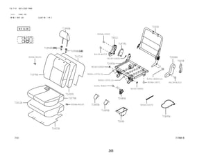 71671A 71834D 
266 
FIG.71-51 SEAT & SEAT TRACK 
(1111- )F650..STD 
RR NO.1 SEAT (LH) ILLUST NO. 1 OF 2 
717486-B 
71018 
71076A 
71078S 
96160-00800 
71485B 
71485B 
71612A 
71621A 
71652S 
71660B 
71879C 
72638 
72680B 
72694 
72695A 
79012 
90044-63270 
9004A-15022 
9004A-46143 
9004A-46143 
91551-80820(2) 
96160-00800 
71940A 
71956B 
71956B 
91551-80820 
96160-00800 
90041-19701(2) 
90041-19701(2) 
84139-B1010 
84139-B1010 
9004A-16071 
 