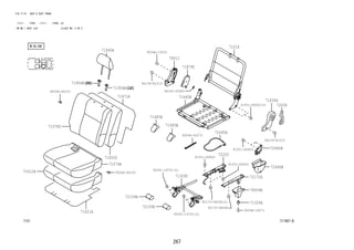 91551-80820 
90041-19701(2) 
71309C 72170D 
267 
FIG.71-51 SEAT & SEAT TRACK 
(1111- )F651 ; (1111- )F650..LO 
RR NO.1 SEAT (LH) ILLUST NO. 2 OF 2 
717487-B 
71018 
71076A 
71078S 
71485B 
71485B 
71612A 
71621A 
71652S 
71671A 71660B 
71834D 
71879C 
72638 
72680B 
72666B 
72695A 
79012 
84139-B1010 
84139-B1010 
90044-63270 
9004A-15022 
9004A-46143 
9004A-46143 
91551-80820(2) 
96160-00800 
71940A 
71956B 
71956B 
71324A 
72220 
79959B 
91551-80820 
91551-80820 
90179-08068(2) 
90179-08068 
72159A 
72159A 
90041-19701(2) 
9004A-16071 
 