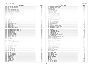 PART NAME PAGE 
PLATE - PLATE,BRAKE 
PLATE ASSY, FRONT DOOR LOCK STRIKER　･･･････････････････････････････････････････････248 
PLATE ASSY, REAR DOOR LOCK STRIKER　････････････････････････････････････････････････255 
PLATE COVER　･･･････････････････････････････････････････････････････････････････････92 
PLATE SUB-ASSY, BRAKE BACKING, REAR LH　････････････････････････････････････････････181 
PLATE SUB-ASSY, BRAKE BACKING, REAR RH　････････････････････････････････････････････181 
PLATE(FOR FRONT DOOR LOCK INSIDE HANDLE)　･･････････････････････････････････････････247 
PLATE(FOR REAR DOOR LOCK INSIDE HANDLE)　･･･････････････････････････････････････････254 
PLATE, BACK DOOR NAME　･････････････････････････････････････････････････････････････293 
PLATE, BACK DOOR NAME, NO.4　･･･････････････････････････････････････････････････････293 
PLATE, BACK DOOR SCUFF　････････････････････････････････････････････････････････････224 
PLATE, BEARING LOCK　･･･････････････････････････････････････････････････････････････131 
PLATE, BRAKE　･･････････････････････････････････････････････････････････････････････148 
PLATE, CAUTION　････････････････････････････････････････････････････････････････････291 
PLATE, CLUTCH, NO.2　･･･････････････････････････････････････････････････････････････147 
PLATE, CLUTCH, NO.3　･･･････････････････････････････････････････････････････････････147 
PLATE, CRANK ANGLE SENSOR, NO.1　･･･････････････････････････････････････････････････75 
PLATE, ENGINE CAUTION　･････････････････････････････････････････････････････････････107 
PLATE, ENGINE OIL CAUTION　･････････････････････････････････････････････････････････107 
PLATE, ENGINE SYSTEM　･･････････････････････････････････････････････････････････････107 
PLATE, FR0NT SEAT CUSHION COVER SET　･･･････････････････････････････････････････････275 
PLATE, FRONT APRON TO COWL SIDE MEMBER, LH　････････････････････････････････････････204 
PLATE, FRONT APRON TO COWL SIDE MEMBER, RH　････････････････････････････････････････204 
PLATE, FRONT DOOR SCUFF, LH　･･･････････････････････････････････････････････････････239 
PLATE, FRONT DOOR SCUFF, RH　･･･････････････････････････････････････････････････････239 
PLATE, FRONT FENDER EXTENSION, LH　･････････････････････････････････････････････････198 
PLATE, FRONT FENDER EXTENSION, RH　･････････････････････････････････････････････････198 
PLATE, FRONT SIDE MEMBER, REAR LH　･････････････････････････････････････････････････217 
PLATE, FRONT SIDE MEMBER, REAR RH　･････････････････････････････････････････････････217 
PLATE, GEAR OIL　･･･････････････････････････････････････････････････････････････････129 
PLATE, HORN CONTACT　･･･････････････････････････････････････････････････････････････328 
PLATE, IDLER PULLEY COVER　･････････････････････････････････････････････････････････94 
PLATE, LUGGAGE COMPARTMENT DOOR, NO.3　･････････････････････････････････････････････293 
PLATE, MAT SET, LOWER　･････････････････････････････････････････････････････････････223 
PLATE, MAT SET, UPPER　･････････････････････････････････････････････････････････････223 
PLATE, RADIATOR GRILLE FINISH, LH　･････････････････････････････････････････････････197 
PLATE, RADIATOR GRILLE FINISH, RH　･････････････････････････････････････････････････197 
PLATE, REAR BUMPER, LH　････････････････････････････････････････････････････････････196 
PLATE, REAR CLUTCH CUSHION　････････････････････････････････････････････････････････147 
PLATE, REAR DOOR SCUFF, LH　････････････････････････････････････････････････････････239 
PLATE, REAR DOOR SCUFF, RH　････････････････････････････････････････････････････････239 
PLATE, REAR END　･･･････････････････････････････････････････････････････････････････68 
PLATE, SEAT BELT ANCHORAGE, LH　････････････････････････････････････････････････････230 
PLATE, SEAT BELT ANCHORAGE, RH　････････････････････････････････････････････････････230 
PLATE, SHIFT INTER LOCK　･･･････････････････････････････････････････････････････････135 
PLATE, SOLENOID LOCK　･･････････････････････････････････････････････････････････････153 
PLATE, SPEEDMETER LOCK　････････････････････････････････････････････････････････････143 
PLATE, STIFFENER, LH(MTM)　･････････････････････････････････････････････････････････128 
PLATE, STIFFENER, RH(MTM)　･････････････････････････････････････････････････････････128 
PLATE, WATER BY-PASS　･･････････････････････････････････････････････････････････････94 
PLATE,BRAKE　･･･････････････････････････････････････････････････････････････････････151 
PLUG - RAIL, 
PART NAME PAGE 
PLUG (FOR AUTOMATIC EXTENSION HOUSING)　････････････････････････････････････････････144 
PLUG (FOR REAR AXLE HOUSING DRAIN)　････････････････････････････････････････････････163 
PLUG BREATHER, NO.2　･･･････････････････････････････････････････････････････････････163 
PLUG KIT, REAR BRAKE　･･････････････････････････････････････････････････････････････181 
PLUG SUB-ASSY, DRAIN (ATM)　････････････････････････････････････････････････････････143 
PLUG(FOR CLUTCH HOUSING)　･･････････････････････････････････････････････････････････128 
PLUG(FOR OIL PAN DRAIN)　･･･････････････････････････････････････････････････････････65 
PLUG(FOR REAR DIFFERENTIAL CARRIER)　･･･････････････････････････････････････････････161 
PLUG, BLEEDER(FOR DRUM BRAKE, REAR)　･･･････････････････････････････････････････････182 
PLUG, BLEEDER(FOR FRONT DISC BRAKE)　･･･････････････････････････････････････････････180 
PLUG, BREATHER (FOR REAR AXLE HOUSING)　････････････････････････････････････････････162 
PLUG, MANUAL TRANSMISSION CASE　････････････････････････････････････････････････････128 
PLUG, NO.1　････････････････････････････････････････････････････････････････････････99 
PLUG, NO.2 (FOR TRANSAXLE CASE)　･･･････････････････････････････････････････････････143 
PLUG, OIL PAN(FOR OIL COOLER)　･････････････････････････････････････････････････････65 
PLUG, RADIATOR DRAIN COCK　･････････････････････････････････････････････････････････93 
PLUG, SPARK　･･･････････････････････････････････････････････････････････････････････109 
PLUG, STRAIGHT(FOR TIMING GEAR COVER)　･････････････････････････････････････････････68 
PLUG, TAPER SCREW(FOR OIL FILTER BRACKET)　･････････････････････････････････････････82 
PLUG, TAPER SCREW(FOR OIL PUMP)　･･･････････････････････････････････････････････････80 
PLUG, TIGHT, NO.2　･････････････････････････････････････････････････････････････････58 
PLUG, W/HEAD STRAIGHT SCREW　･･･････････････････････････････････････････････････････129 
PLUG, W/HEAD STRAIGHT SCREW, NO.1　･････････････････････････････････････････････････59 
PLUG, W/HEAD TAPER SCREW　･･････････････････････････････････････････････････････････85 
PLUG, W/HEAD TAPER SCREW, NO.1　････････････････････････････････････････････････････59 
PLUG, WATER DRAIN COCK(FOR CYLINDER BLOCK)　････････････････････････････････････････65 
PLUNGER, CHAIN TENSIONER　･･････････････････････････････････････････････････････････77 
PROTECTOR, BACK DOOR GARNISH MOULDING, UPPER　･･････････････････････････････････････259 
PROTECTOR, BACK DOOR LOCK　･････････････････････････････････････････････････････････261 
PROTECTOR, BACK DOOR OUTSIDE GARNISH　･･････････････････････････････････････････････259 
PROTECTOR, FRONT SEAT CUSHION EDGE, LH　････････････････････････････････････････････276 
PROTECTOR, FRONT SEAT CUSHION EDGE, RH　････････････････････････････････････････････276 
PROTECTOR, FUEL TANK FILLER PIPE　･･････････････････････････････････････････････････300 
PROTECTOR, FUEL TANK, LOWER CENTER　････････････････････････････････････････････････300 
PROTECTOR, PARKING BRAKE CABLE JOINT　･･････････････････････････････････････････････174 
PROTECTOR, WIRING HARNESS, NO.1　･･･････････････････････････････････････････････････319 
PROTECTOR, WIRING HARNESS, NO.2　･･･････････････････････････････････････････････････319 
PULLEY ASSY, IDLER　････････････････････････････････････････････････････････････････94 
PULLEY SUB-ASSY, IDLER, NO.1　･･････････････････････････････････････････････････････94 
PULLEY, ALTERNATOR　････････････････････････････････････････････････････････････････112 
PULLEY, CAMSHAFT TIMING　･･･････････････････････････････････････････････････････････77 
PULLEY, CRANKSHAFT　････････････････････････････････････････････････････････････････75 
PULLEY, CRANKSHAFT TIMING　･････････････････････････････････････････････････････････75 
PULLEY, WATER PUMP　････････････････････････････････････････････････････････････････85 
PUMP ASSY, ENGINE WATER　･･･････････････････････････････････････････････････････････85 
PUMP ASSY, OIL　････････････････････････････････････････････････････････････････････80 
PUMP, FUEL　････････････････････････････････････････････････････････････････････････299 
RADIATOR ASSY　･････････････････････････････････････････････････････････････････････93 
RAIL, ROOF SIDE, INNER LH　･････････････････････････････････････････････････････････229 
RAIL, ROOF SIDE, INNER RH　･････････････････････････････････････････････････････････229 
28 
 